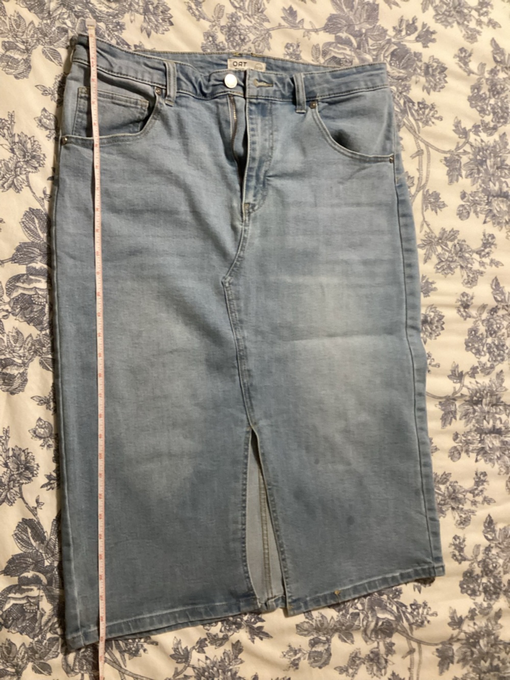 Oat New York Light Blue Denim Midi Skirt